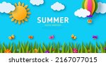 beautiful daisy field poster ... | Shutterstock .eps vector #2167077015