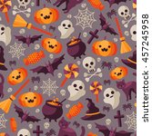 halloween seamless pattern with ... | Shutterstock .eps vector #457245958