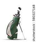 Golf clubs and bag isolated.