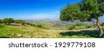 Small photo of Panoramic view from Mount Evyatar in the Upper Galilee towards the Hula Valley and the Golan Heights. Northern Israel