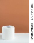 toilet paper on orange... | Shutterstock . vector #1737444188