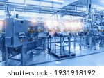 Small photo of Beverage factory, Conveyor belt with bottles, food and drink production line process