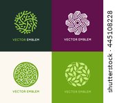 vector set of abstract green... | Shutterstock .eps vector #445108228