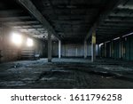 Old abandoned industrial building interior