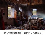 Burnt Old House Interior....