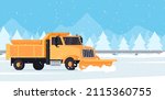 Snow Plow Truck Removes Snow...