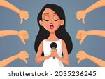  woman singing receiving thumbs ... | Shutterstock .eps vector #2035236245