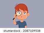  curious boy holding a... | Shutterstock .eps vector #2087109538
