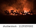 medieval battle scene with... | Shutterstock . vector #1129359302
