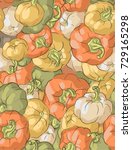 seamless pattern with pumpkins  | Shutterstock .eps vector #729165298