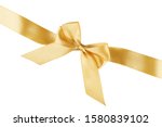 gold satin ribbon with bow... | Shutterstock . vector #1580839102