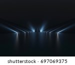futuristic dark podium with... | Shutterstock . vector #697069375