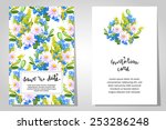 set of invitations with floral... | Shutterstock . vector #253286248