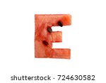 A letter E from a piece of watermelon on a white background. isolated