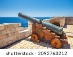 Historic cannon of Fort Lovrijenac in the historic city center of Dubrovnik in Croatia, Europe.