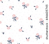 cute trendy seamless floral... | Shutterstock .eps vector #646605745