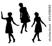 set silhouettes of a woman ... | Shutterstock .eps vector #691458085