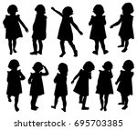 set of silhouettes of a little... | Shutterstock .eps vector #695703385
