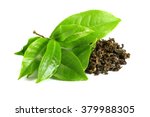 Green tea leaf isolated on...