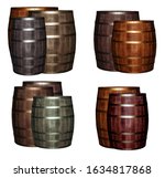 assorted oak barrels dark brown ... | Shutterstock . vector #1634817868