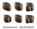 pattern old gray barrel keg set ... | Shutterstock . vector #1815918632