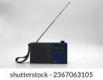 Small photo of Norway 26 september 2023: Nedis DAB + FM radio with PLL tuning antenna and wireless monitor device waves isolated on white background for preparations and messages receiver