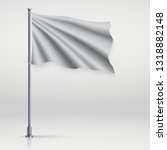 waving blank flag on flagpole.... | Shutterstock .eps vector #1318882148