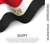 Waving Flag Of Egypt On White...