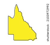 Simple outline map of Queensland is a state of Australia. Stylized minimal line design