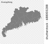 High Quality map of Guangdong is a province of China, with borders of the divisions
