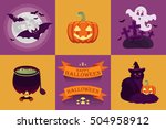 vector halloween icon set. | Shutterstock .eps vector #504958912