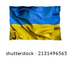 Ukraine silk flag isolated on...