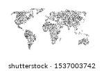 world map from numbers. vector... | Shutterstock .eps vector #1537003742