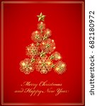 christmas luxury red background ... | Shutterstock .eps vector #682180972