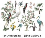 elements peonies and birds in... | Shutterstock .eps vector #1845985915