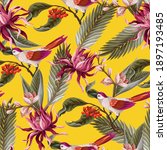 seamless pattern with birds and ... | Shutterstock .eps vector #1897193485