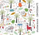 safari animals. seamless... | Shutterstock .eps vector #1845306475
