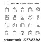 Simple Set of Shopping Bag Related Vector Line Icons. 
Contains such Icons as Groceries, Present, Food Delivery and more. Editable Stroke. 48x48 Pixel Perfect.