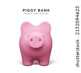 realistic pink pig front view.... | Shutterstock .eps vector #2152094625