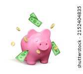 piggy bank and falling green... | Shutterstock .eps vector #2152404835