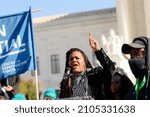 Small photo of Washington, DC, USA - December 1, 2021: Rep. Cori Bush, speaking at the abortion rights rally at the Supreme Court, Jackson Women's Health v. Dobbs