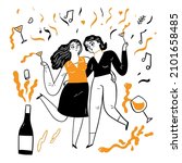 celebrating couples  friends or ... | Shutterstock .eps vector #2101658485