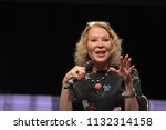Small photo of Bonn, Germany. 20th Oct 2017. Leslie Easterbrook (* 1949), US actress, talking about her experiences during a panel at Fear Con, a horror fan convention