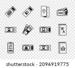 set line mobile with ticket ... | Shutterstock .eps vector #2096919775