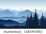 Vector Blue Landscape With...