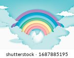 stylized paper cutout rainbow... | Shutterstock .eps vector #1687885195