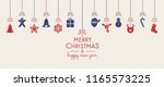 christmas card with hanging... | Shutterstock .eps vector #1165573225