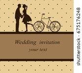 invitation card with newlyweds... | Shutterstock .eps vector #675176248