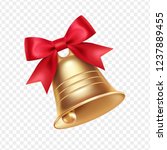 Golden Metal Bell With Red Bow...