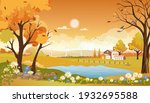 autumn landscape of farm field... | Shutterstock .eps vector #1932695588
